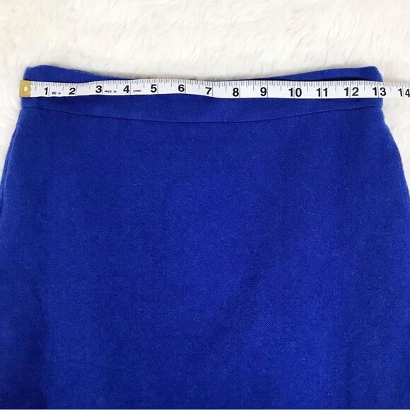 J CREW 100% Wool No‎ 2 Pencil Skirt Royal Blue Knee Length Fitted Lined Size 4 - Picture 12 of 14
